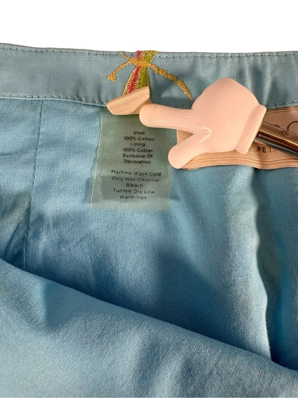 Talbots Petites Dragonfly Embroidered A-Line Skirt Blue Cotton 8P NWT